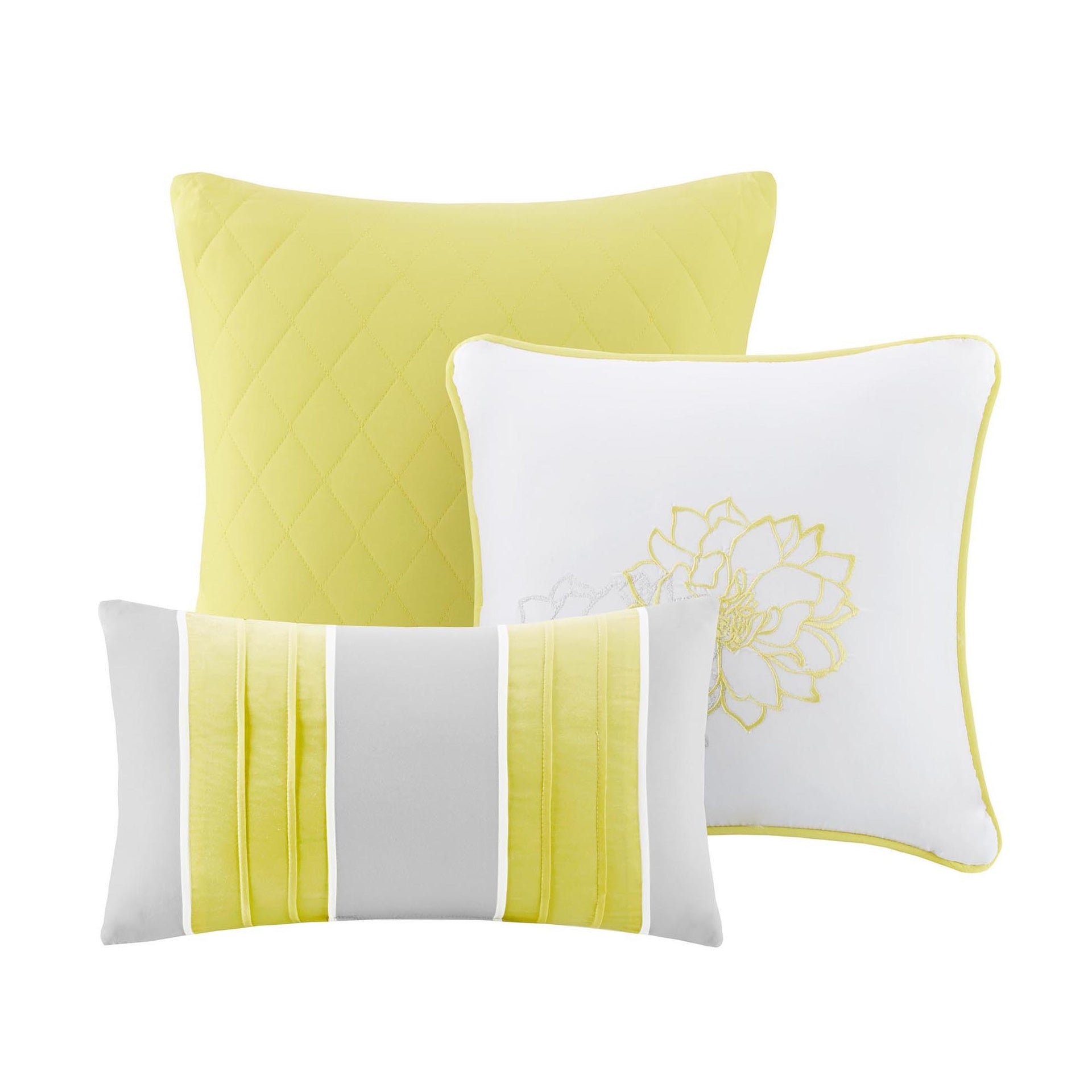 Printed Cotton Sateen Comforter Set Taupe Grey/Yellow Cal King