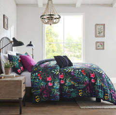 5 Piece Comforter Set Black Full/Queen