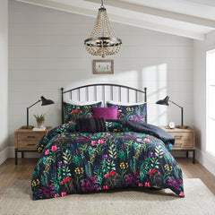 5 Piece Comforter Set Black Full/Queen