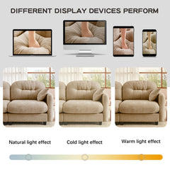 Cloud Sectional L-Shaped Couch With Ottoman,Soft Chenille Fabric,Tufted Cushion Backrest Design  High-Density Foam,Fits Bedrooms Living Rooms Reading Nooks,Camel
