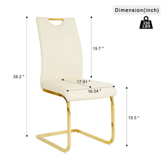 Modern PU dining chair Living room chair Upholstered chair, gold metal chair leg design, kitchen, living room, bedroom, dining room side chair (Set of 4)