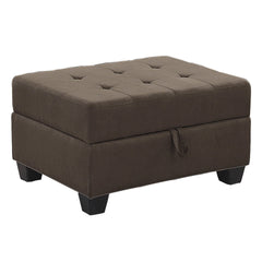 Modern Living Room 1pc Storage Ottoman Tufted Top Brown Fabric Upholstery Solid Wood Furniture