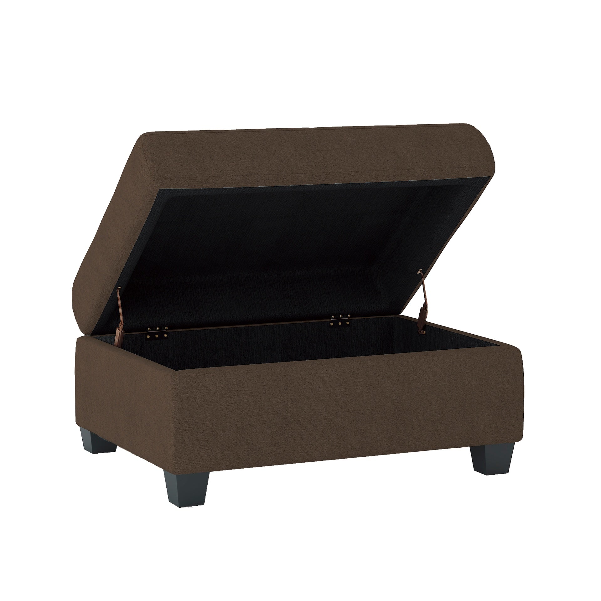 Modern Living Room 1pc Storage Ottoman Tufted Top Brown Fabric Upholstery Solid Wood Furniture