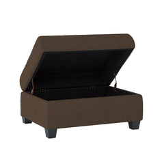 Modern Living Room 1pc Storage Ottoman Tufted Top Brown Fabric Upholstery Solid Wood Furniture