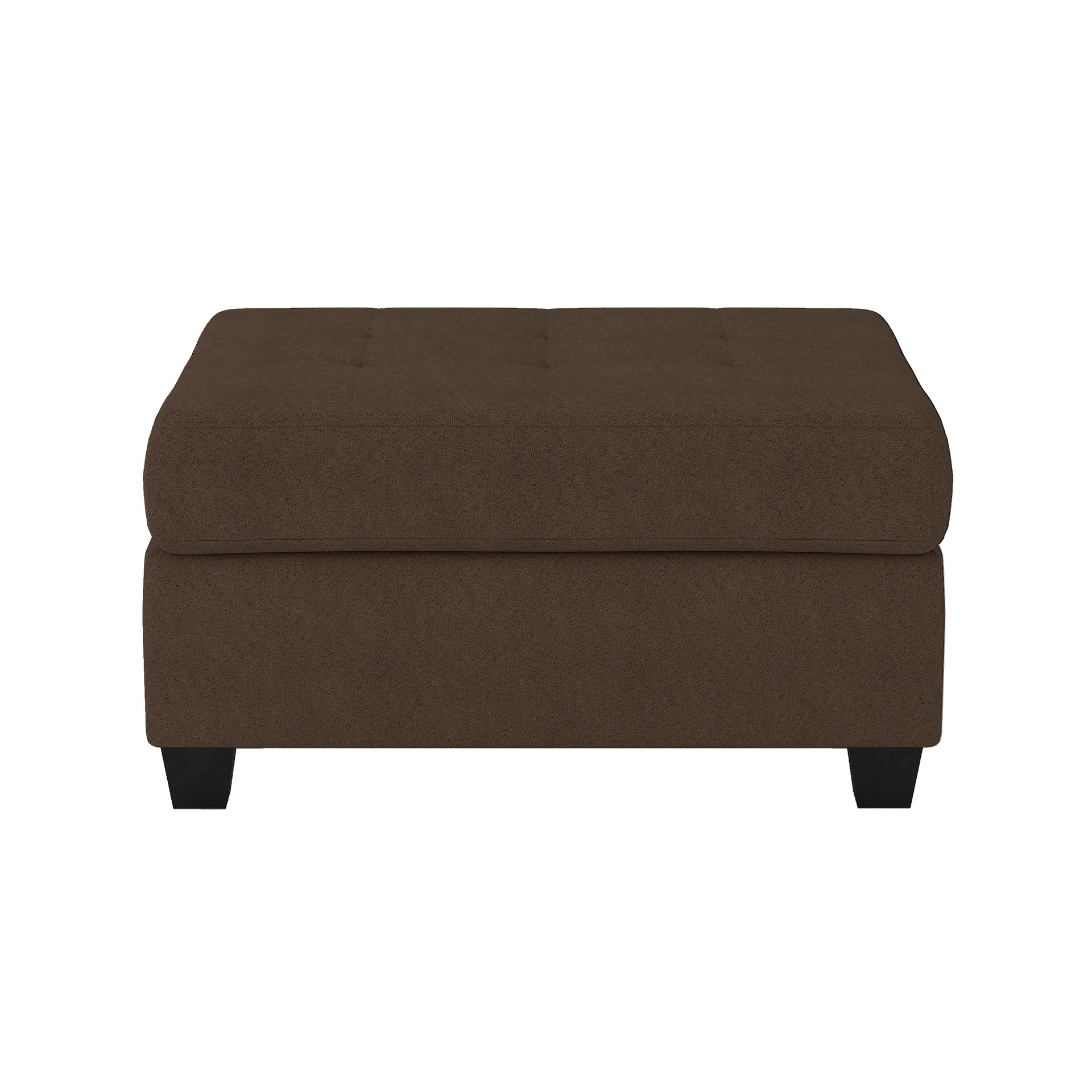 Modern Living Room 1pc Storage Ottoman Tufted Top Brown Fabric Upholstery Solid Wood Furniture