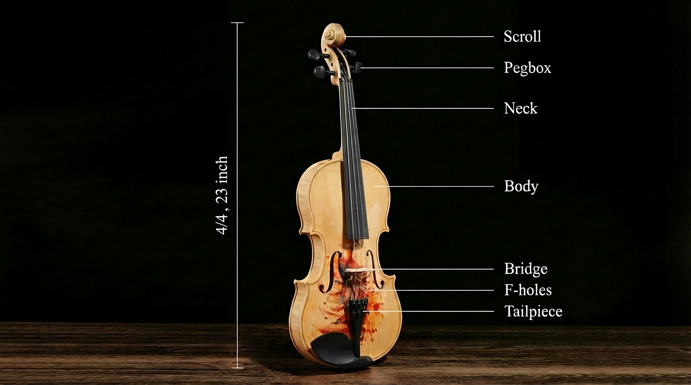 Professional 4/4 Full-Size Violin - Premium Sound, Durable & Lightweight Design with Complete Accessories, Exquisite Handcrafted Finish, Ideal Unique Gift for Musicians