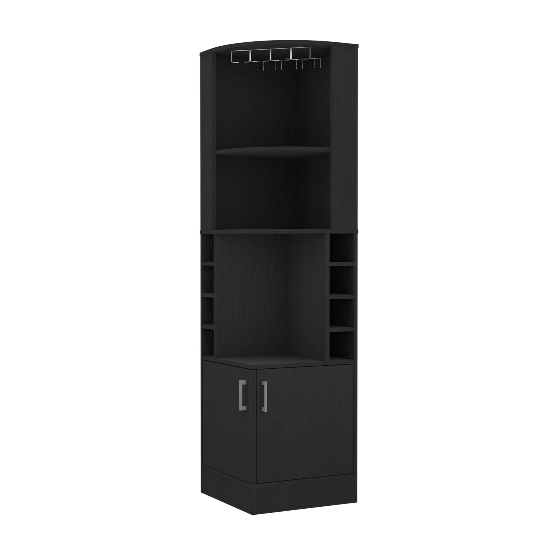 Seattle Bar Cabinet, Eight Bottle Cubbies, Two Large Open Shelves