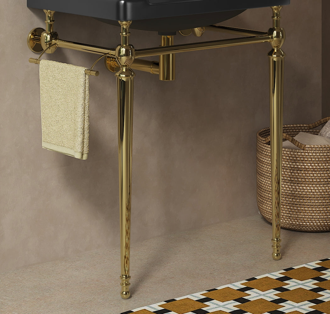 VICI 28" Freestanding Bathroom Console Iron Leg, NO Basin and Faucet, NO Sink Cover and Drain, Gold