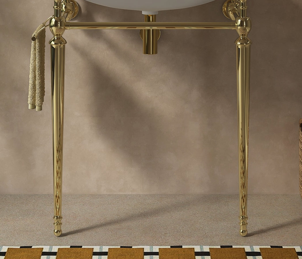 VICI 28" Freestanding Bathroom Console Iron Leg, NO Basin and Faucet, NO Sink Cover and Drain, Gold