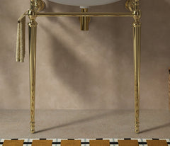 VICI 28" Freestanding Bathroom Console Iron Leg, NO Basin and Faucet, NO Sink Cover and Drain, Gold