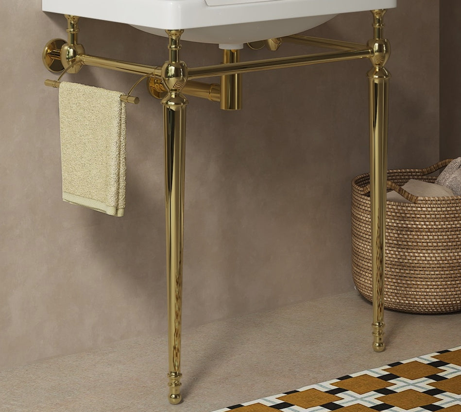 VICI 28" Freestanding Bathroom Console Iron Leg, NO Basin and Faucet, NO Sink Cover and Drain, Gold