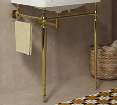 VICI 28" Freestanding Bathroom Console Iron Leg, NO Basin and Faucet, NO Sink Cover and Drain, Gold