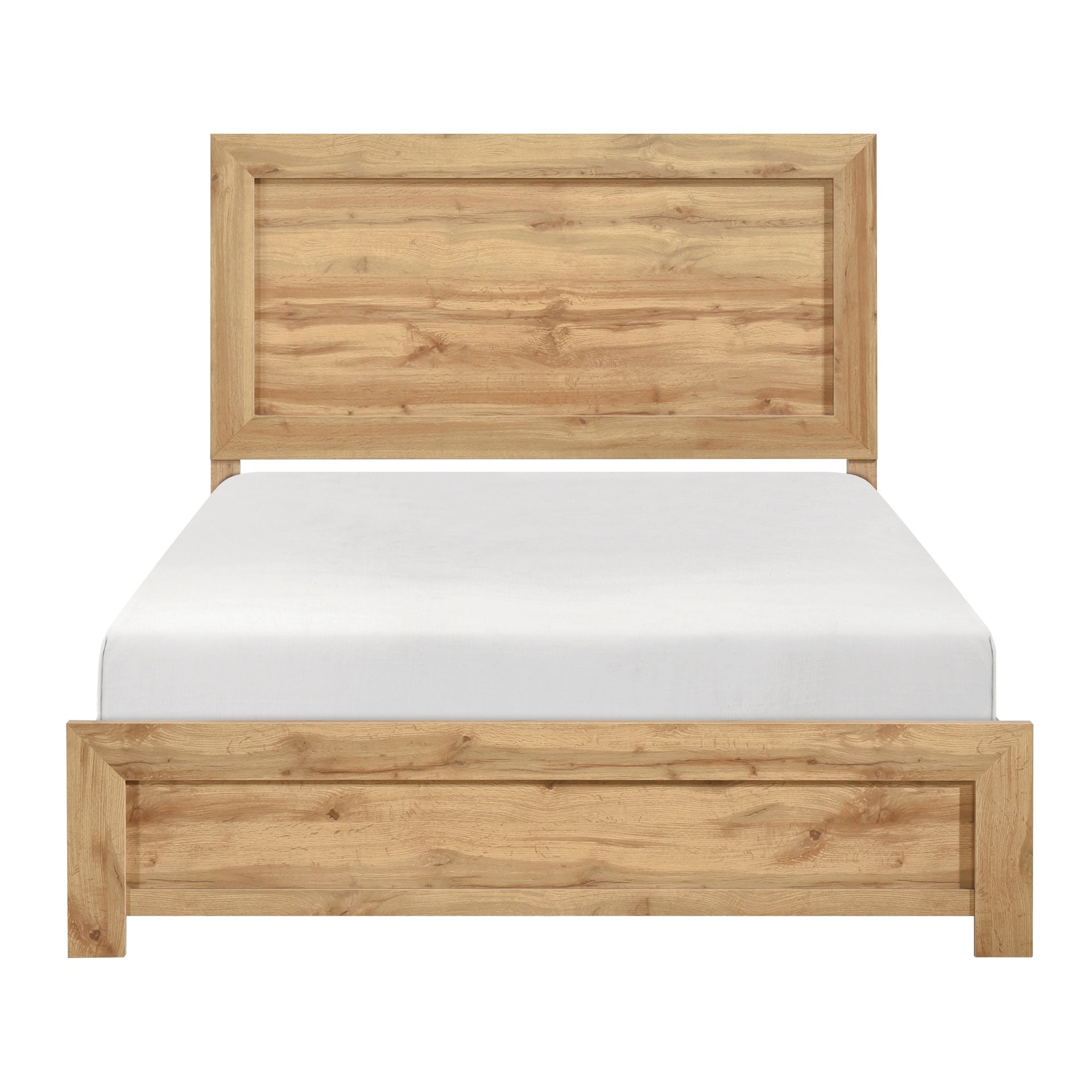 Natural Finish Queen Bed 1pc Rustic Charm Contemporary Bedroom Furniture, Bed in a Box