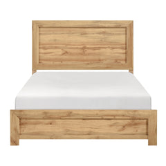 Natural Finish Queen Bed 1pc Rustic Charm Contemporary Bedroom Furniture, Bed in a Box