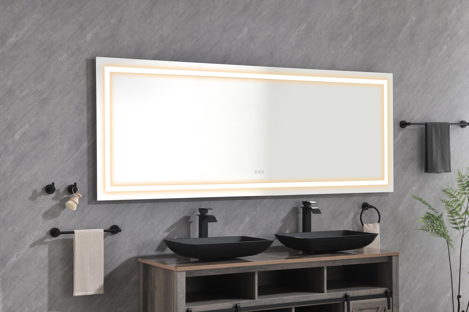 72 x 32 Inch LED Bathroom Mirror, Wall Mounted Vanity Mirror, Anti-Fog, Memory, 3 Colors, Stepless Dimmable