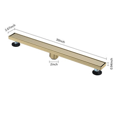30 Inches Linear Shower Drain, Included Hair Strainer and Leveling Feet