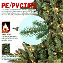 7.5FT Full-Shape Christmas Tree with 850 UL Lights – PE/PVC Mixed Branches, 2441 Tips, Wide Base for Spacious Areas, Hinged Structure, Stable Metal Stand