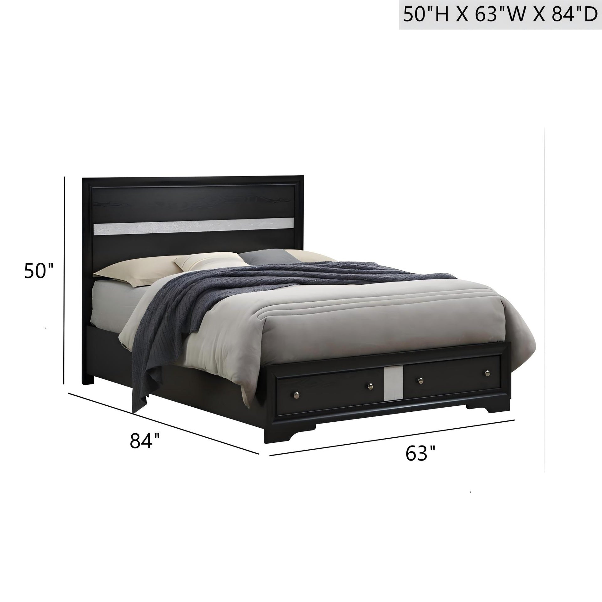 Madrid G02350B-QB Queen Bed , Black