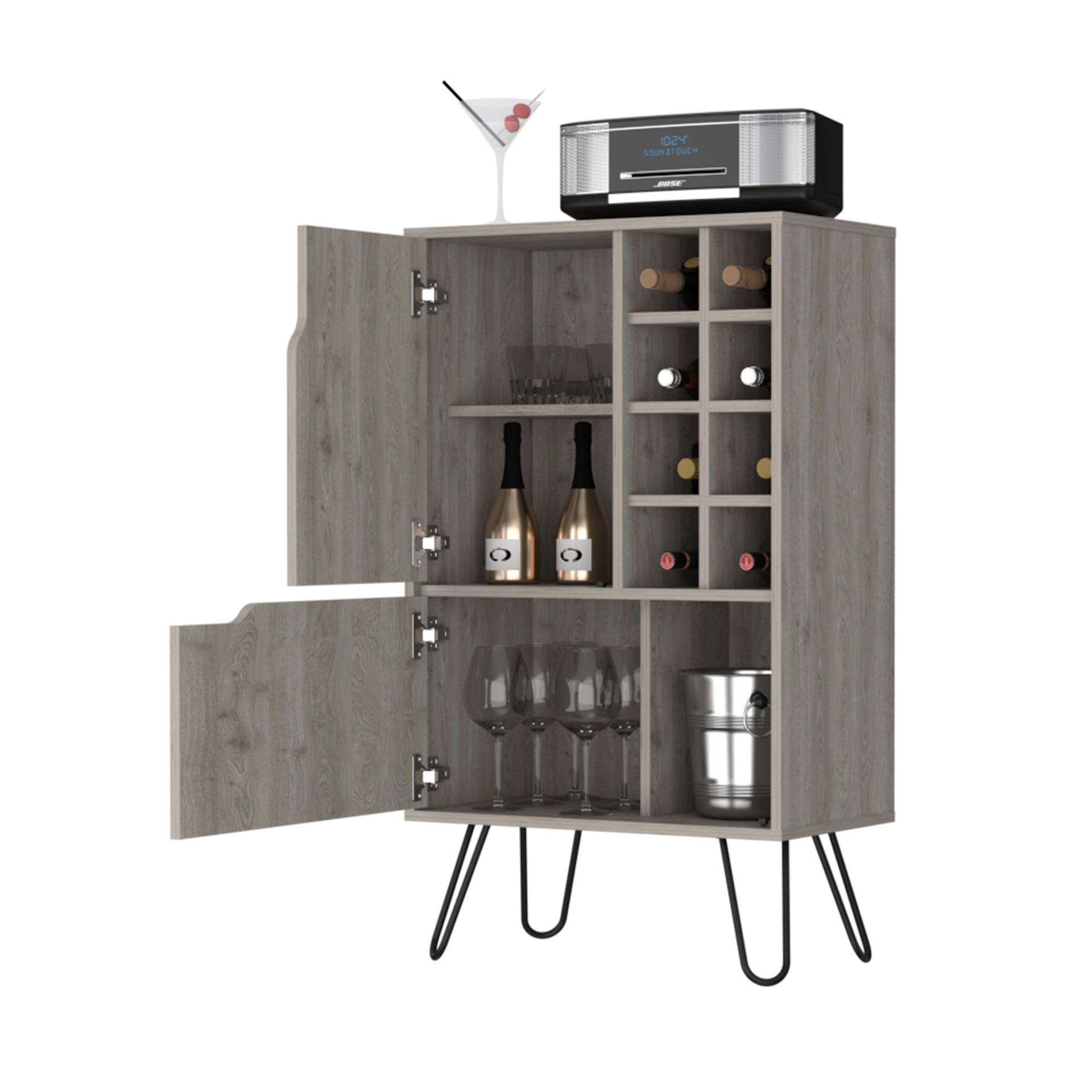Thorndike 8-Bottle Rectangle Bar Cabinet Light Oak