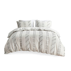 King/Cal King 3 Piece Cotton Jacquard Duvet Cover Set