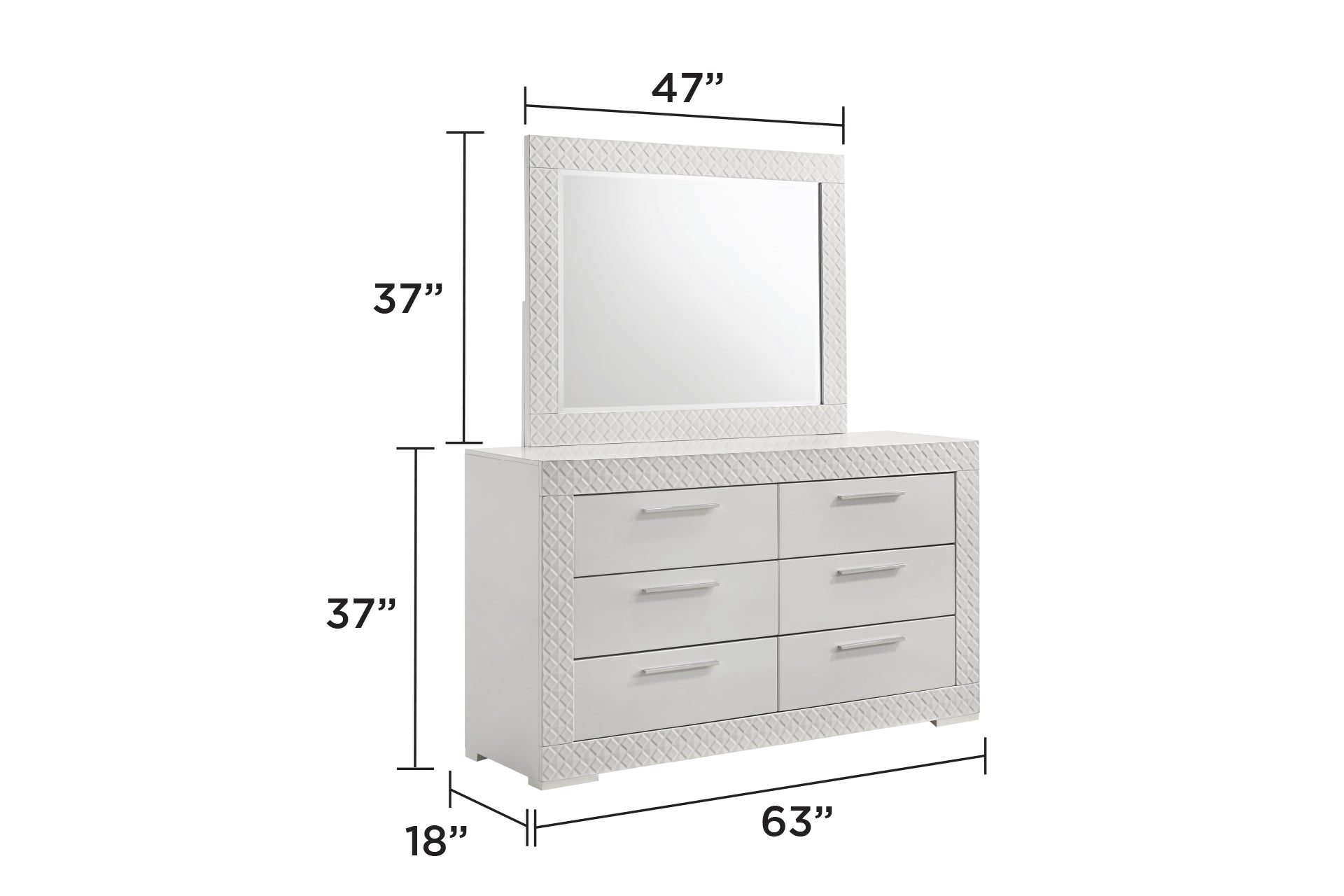 Blanca Modern Style Mirror Made with Wood in White