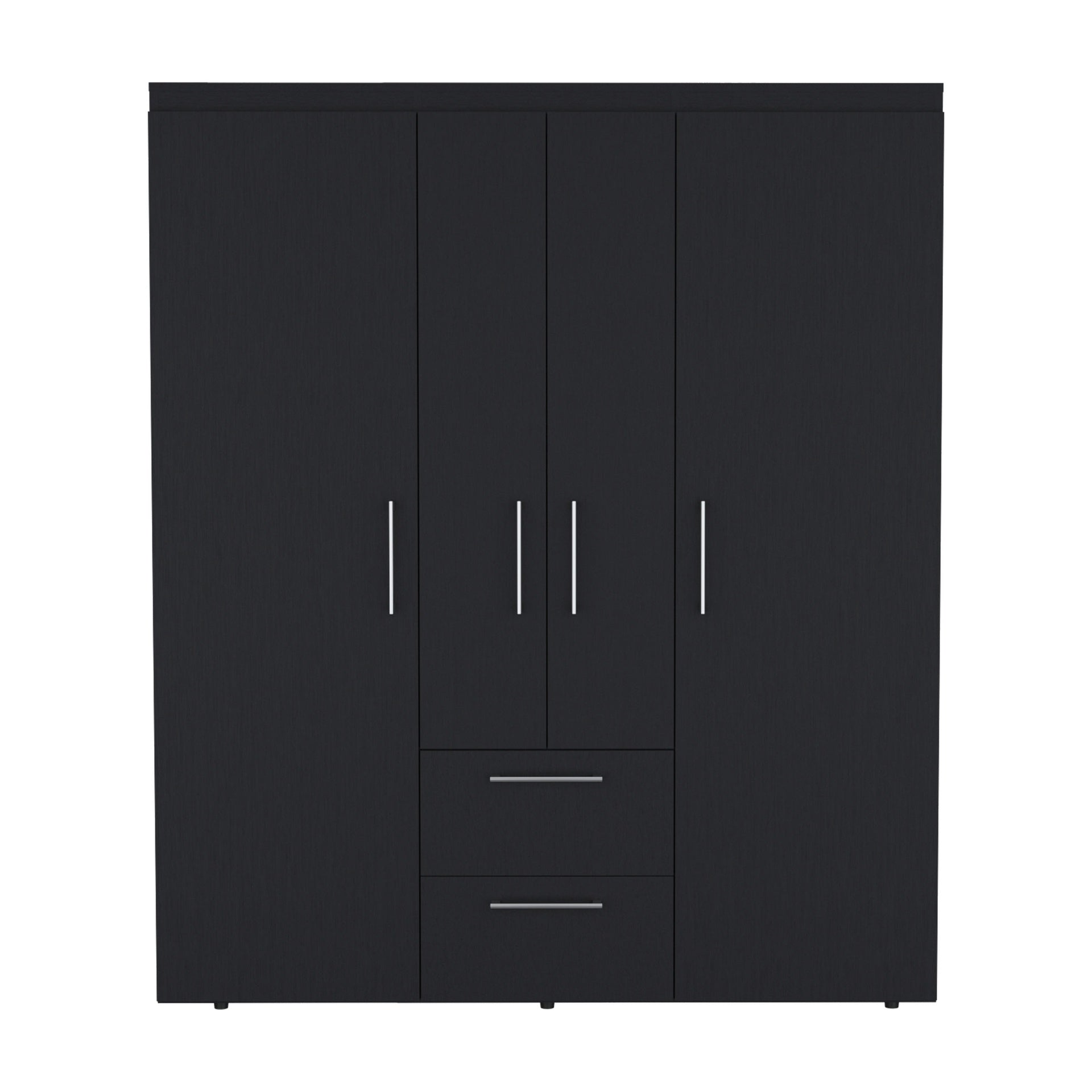 Wardrobe, Deluxe Armoire with Multiple Storage Options and Metal Accents, Black