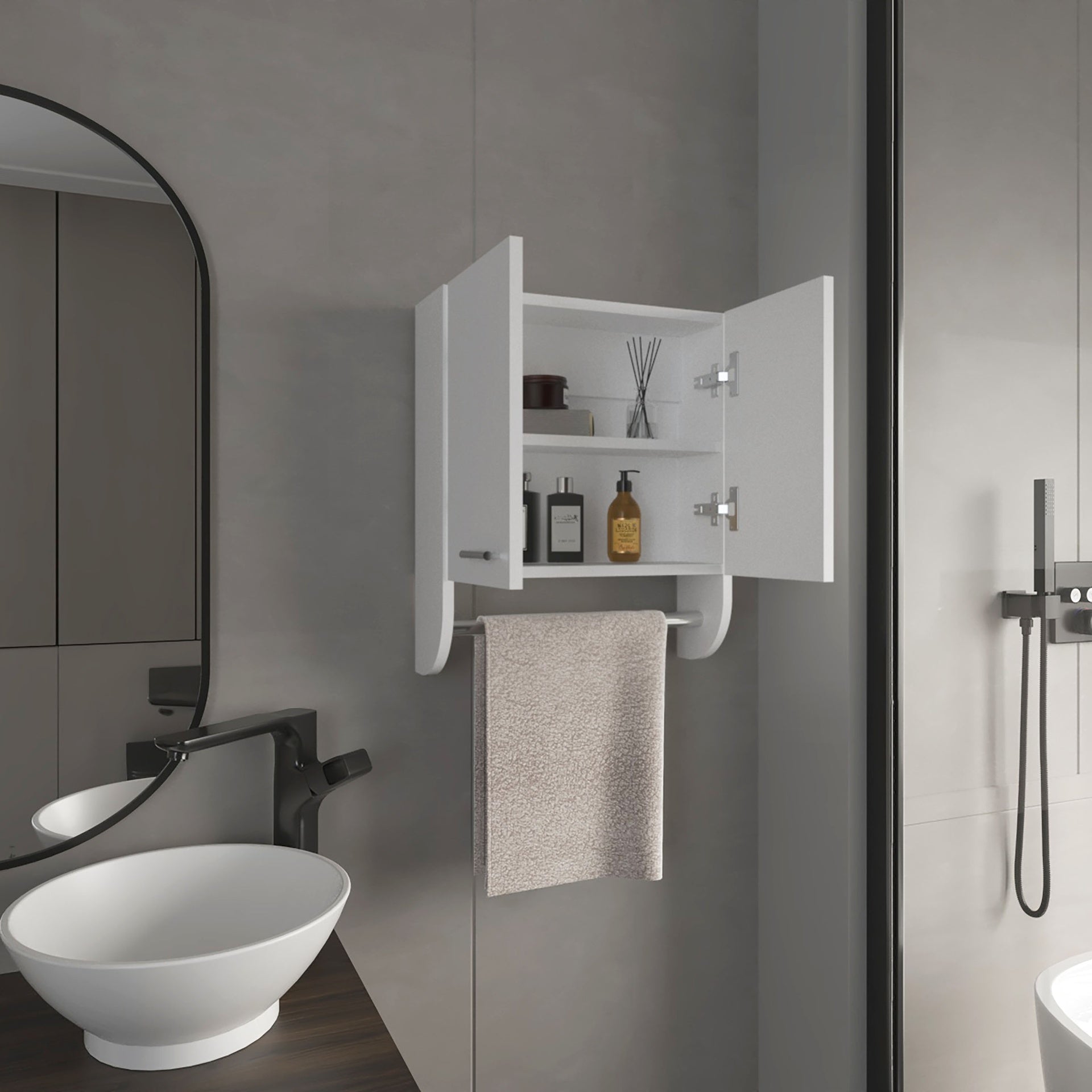 Medicine Cabinet 20.30" H, with 2 Shelves and 2 Doors, White