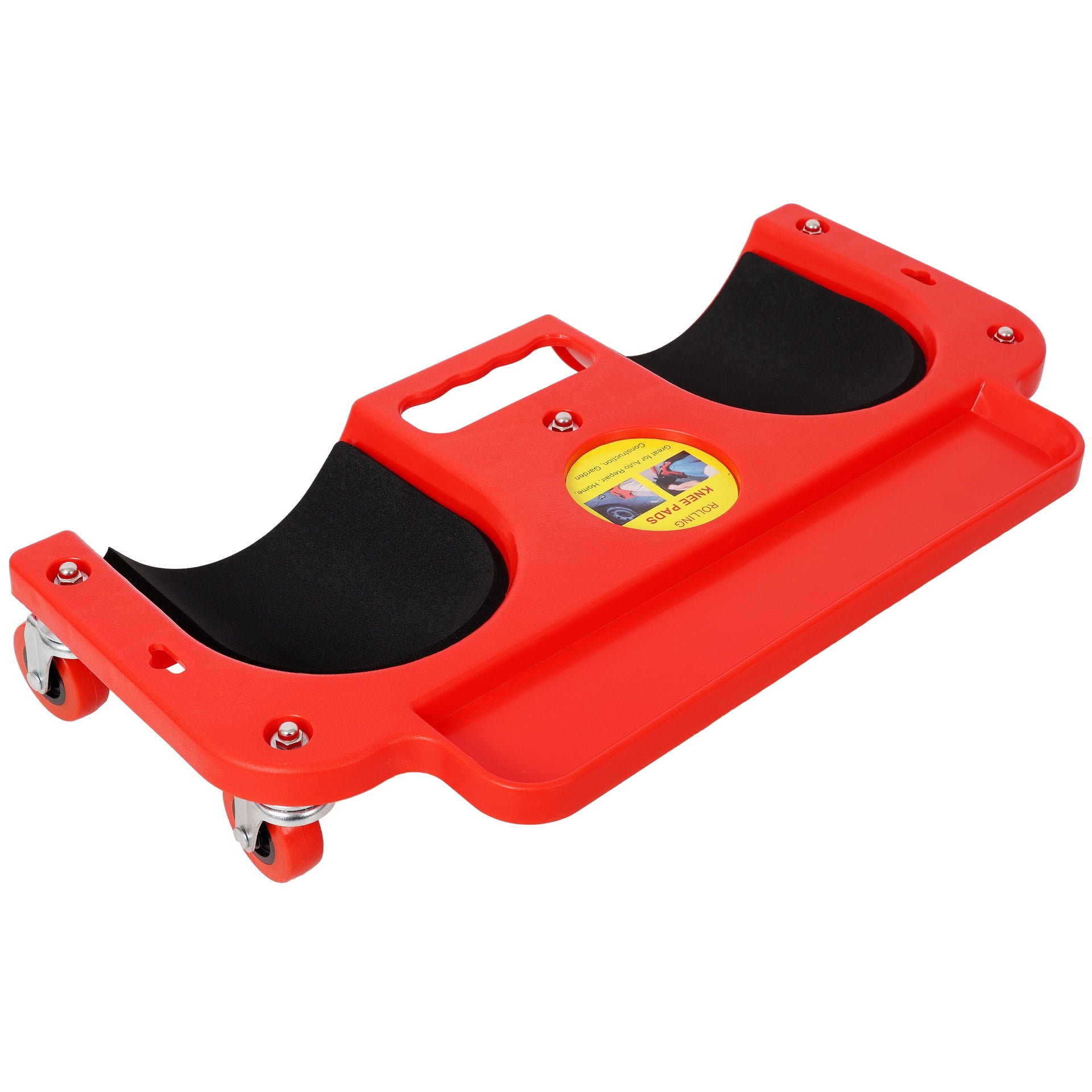 Rolling Knee Creeper Durable Knee Pads with 360 Degree Turn Casters and Tool Tray,for Garage Workshop Garden,Red