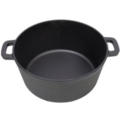 3 in 1 Pre-Seasoned Cast Iron Dutch Oven, Outdoor Camping Deep Pot, 5 Quart. Cover As A Skillet with Ribbed Bottom Design. With 1PC Iron Pot Rack, 1PC Lid Lifter.