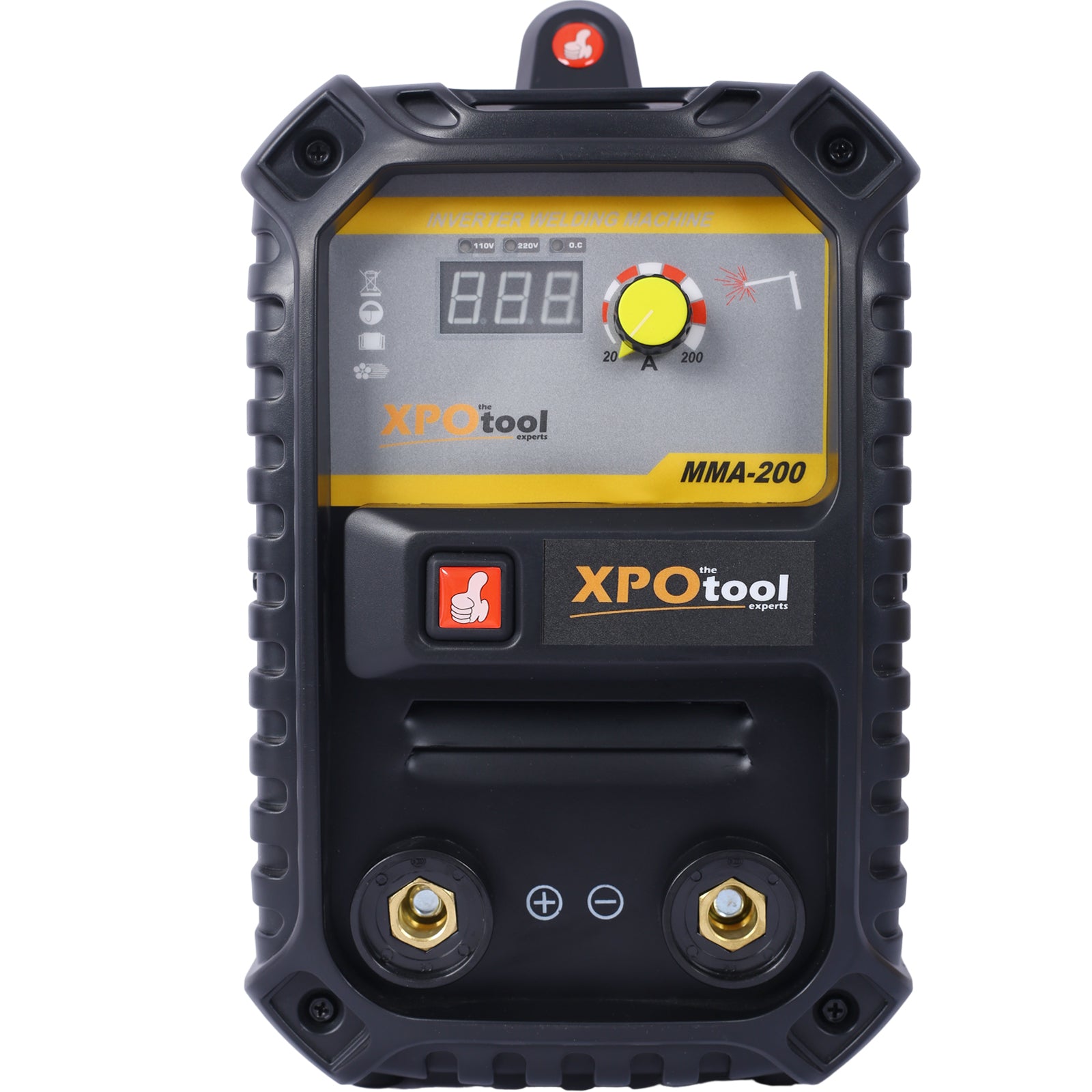 110/220V MMA Welder, 200A Stick ARC Welding Machine IGBT Inverter Digital Display LCD Hot Start Welder with Electrode Holder, Work Clamp, Input Power Adapter Cable Dual Voltage DC