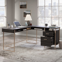 L-Shaped Desk with Large Desktop, Black finish