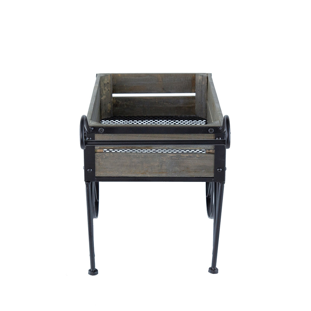 24.4x12.6x15.4" Rustic Black Trolley Cart Plant Stand, Planter