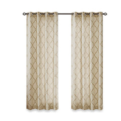 Fretwork Print Grommet Top Window Curtain Panel(Only 1 Pc Panel)
