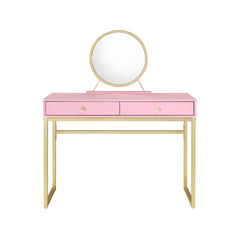 Coleen Pink & Gold Finish Vanity Desk W/Mirror & Jewelry Tray