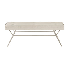 Contemporary Upholstered Bench Beige Tufted Seat Plush Comfort Home Furniture 1pc Entryway Bench Metal Legs Champagne Finish
