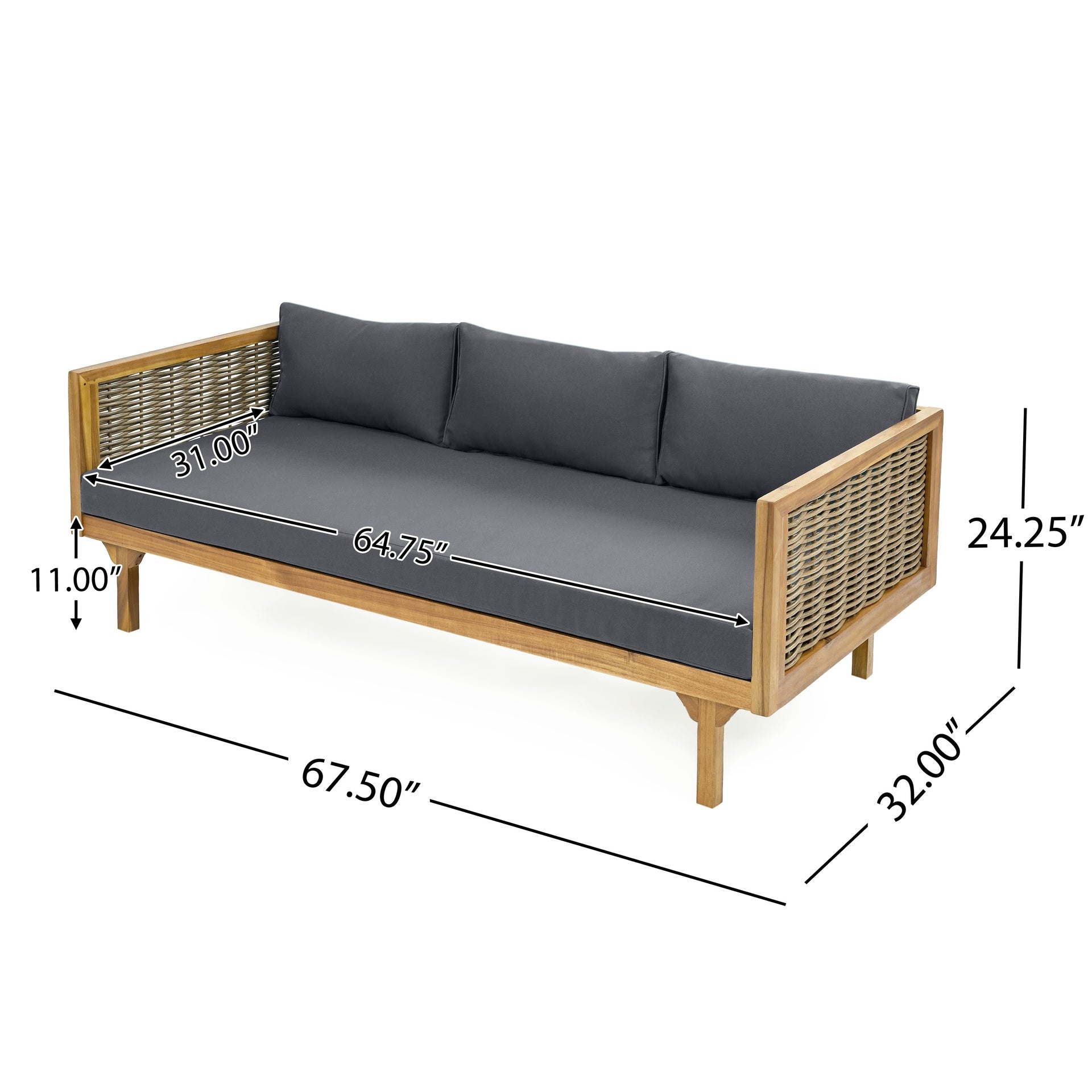 Wicker Patio Furniture Set Outdoor Rattan Sectional Sets Conversation Set - Weather-Resistant,  for Garden, Patio & Deck(with Water Resistant Thick Dark Grey Cushions)
