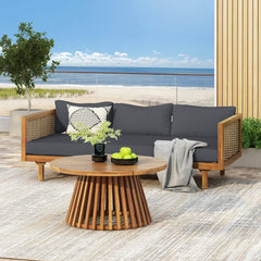 Wicker Patio Furniture Set Outdoor Rattan Sectional Sets Conversation Set - Weather-Resistant,  for Garden, Patio & Deck(with Water Resistant Thick Dark Grey Cushions)