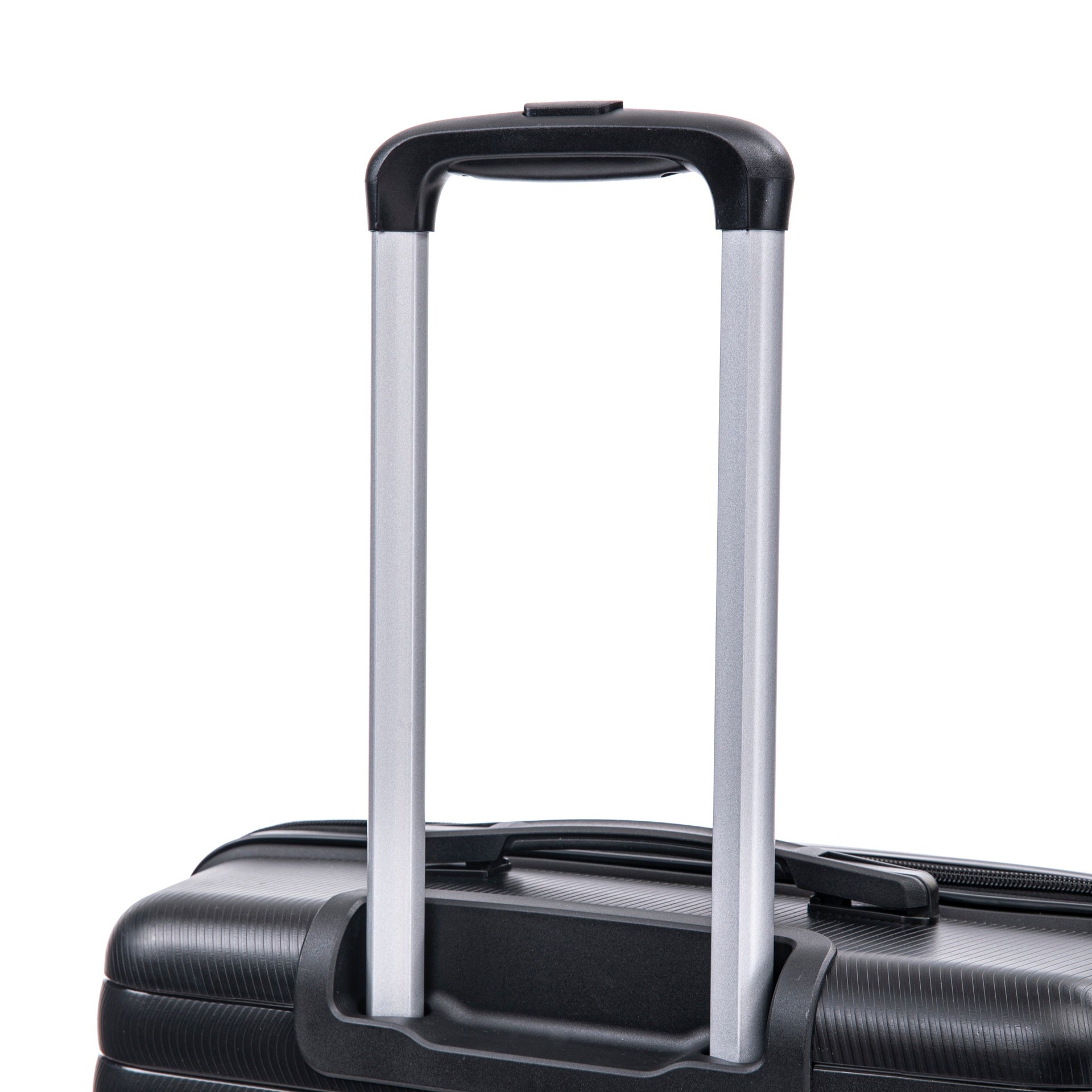 14"/20"/24"/28"  4 pcs/set in PP Spinner Wheel Luggage, Carry on Suitcase, Iron Pull Rod, Combination Password Lock, 14" Cosmetic Case (Black)