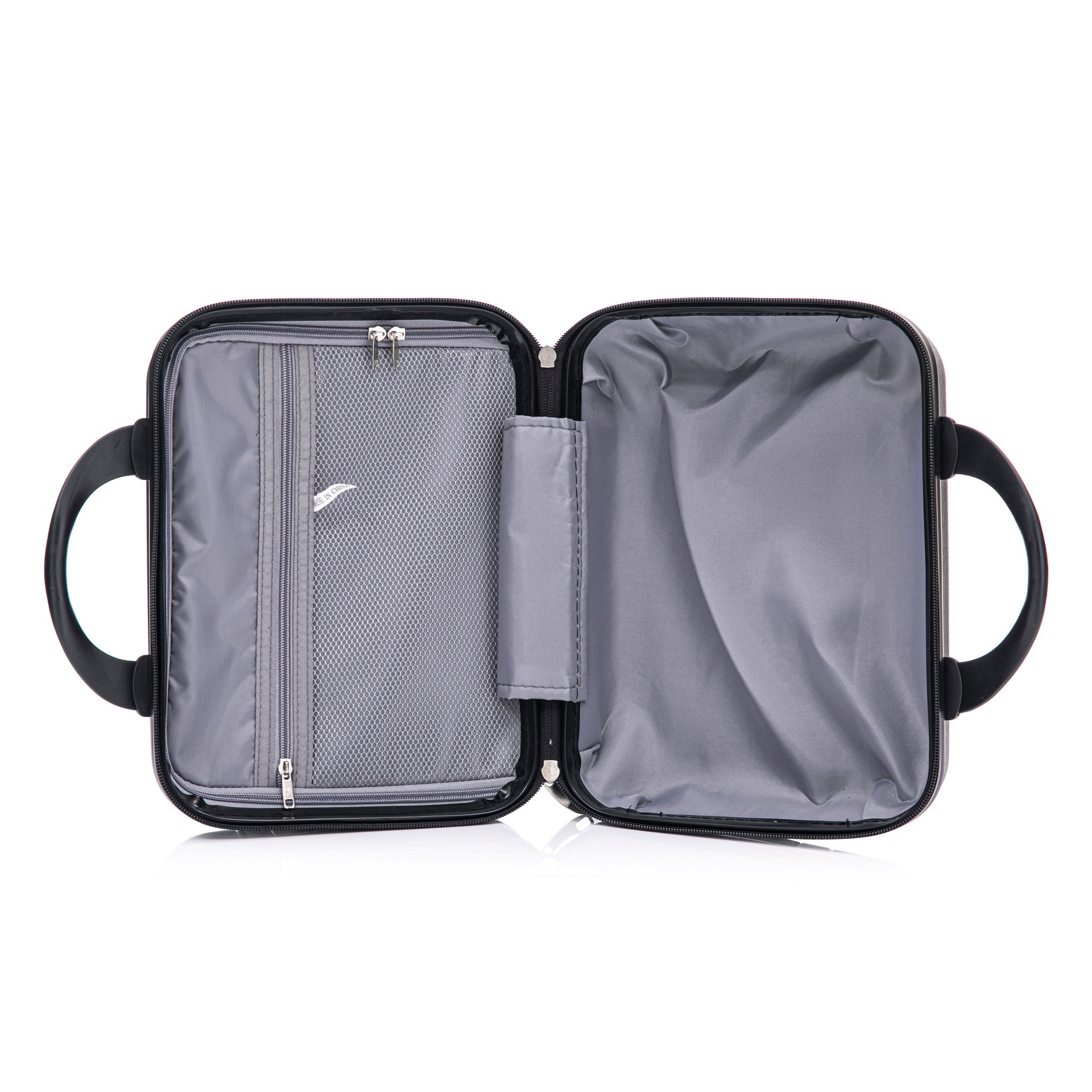 14"/20"/24"/28"  4 pcs/set in PP Spinner Wheel Luggage, Carry on Suitcase, Iron Pull Rod, Combination Password Lock, 14" Cosmetic Case (Black)