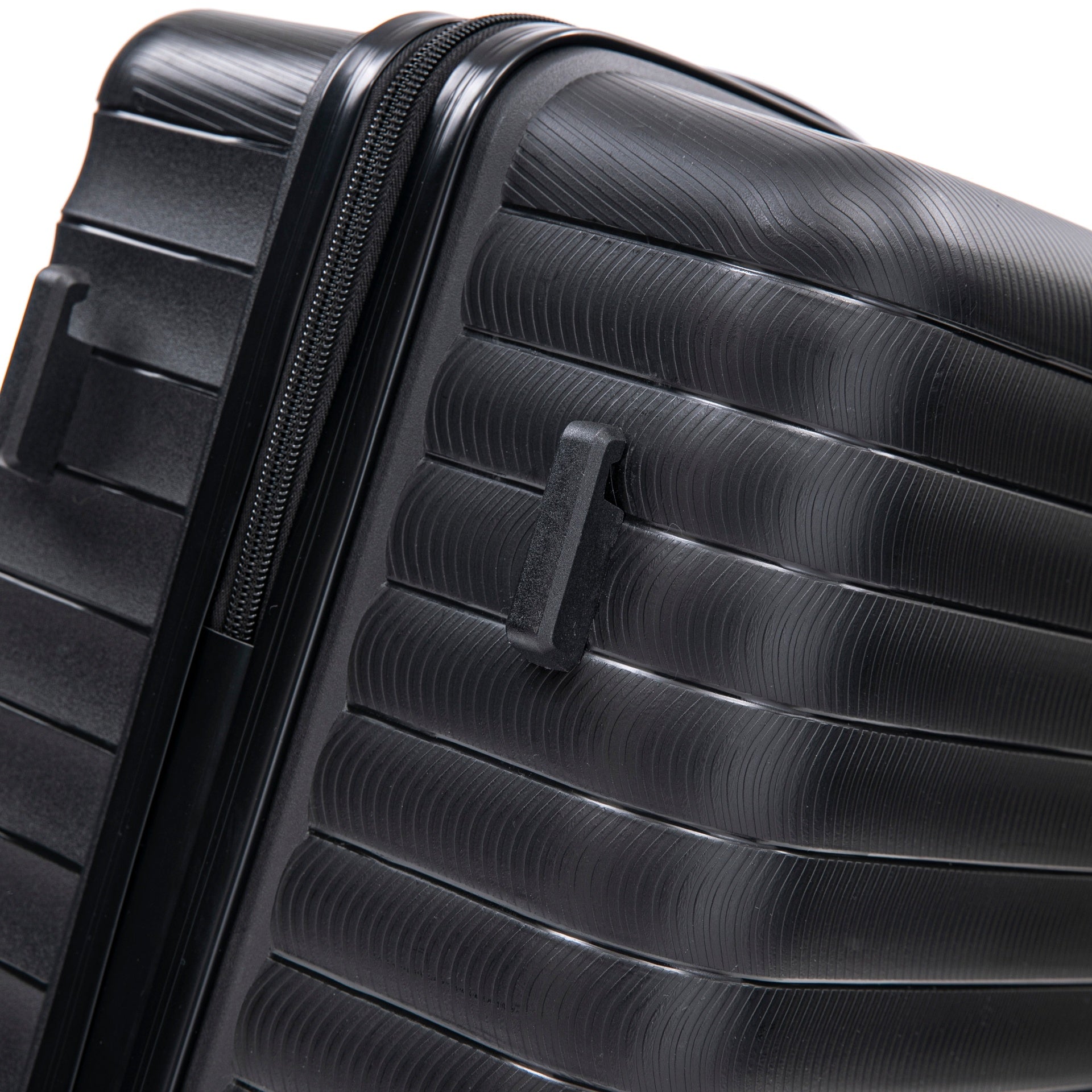 14"/20"/24"/28"  4 pcs/set in PP Spinner Wheel Luggage, Carry on Suitcase, Iron Pull Rod, Combination Password Lock, 14" Cosmetic Case (Black)