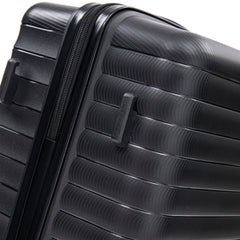 14"/20"/24"/28"  4 pcs/set in PP Spinner Wheel Luggage, Carry on Suitcase, Iron Pull Rod, Combination Password Lock, 14" Cosmetic Case (Black)