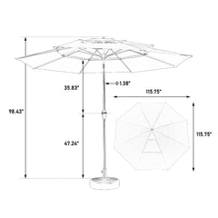 Aluminium 10ft 3 Tier Auto-tilt Umbrella ,Outdoor Patio Umbrella - Market Table Pool Deck Umbrella (Base Not Included)  - ( khaki )