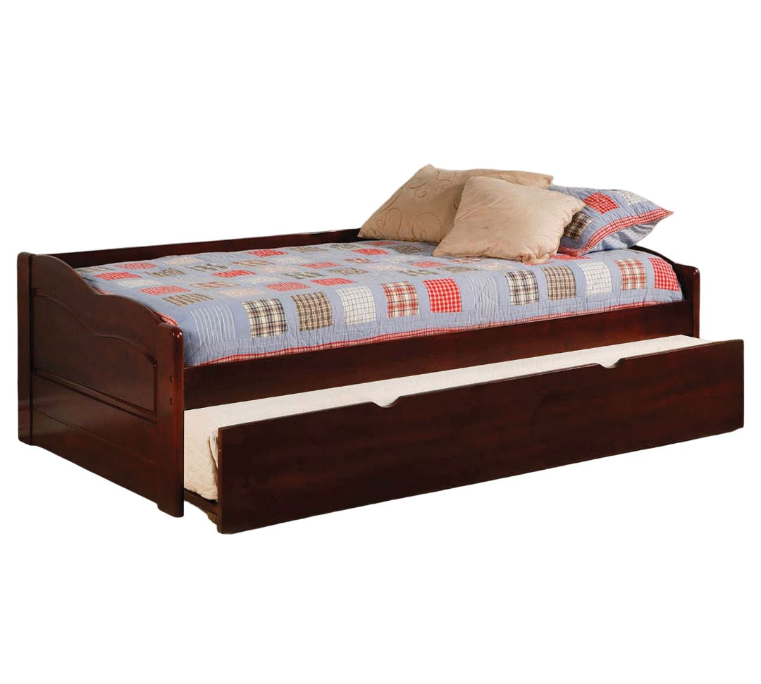 Cherry Finish Traditional Style Daybed With Attached Twin Trundle And Slat Kit Included Cherry Finish