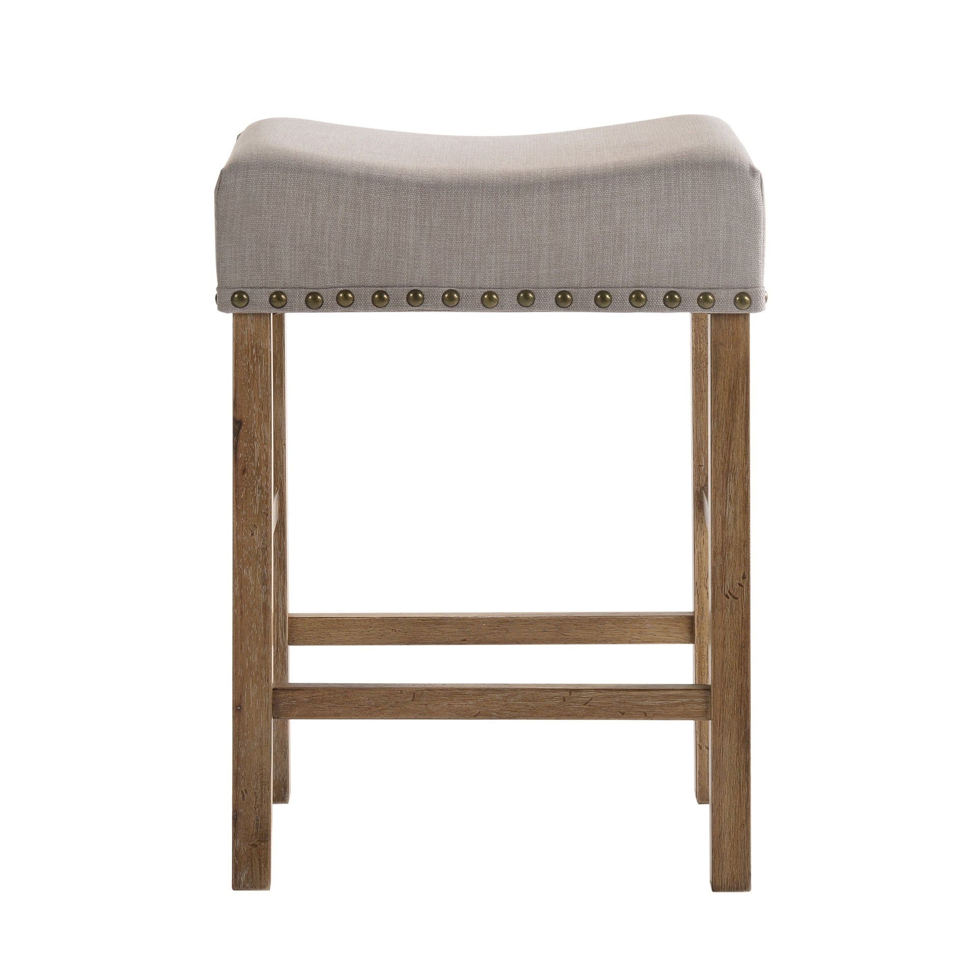 Contemporary Counter Height Stools Set of 2 Cushion Seat Classic Oak Finish Wooden Dining Furniture