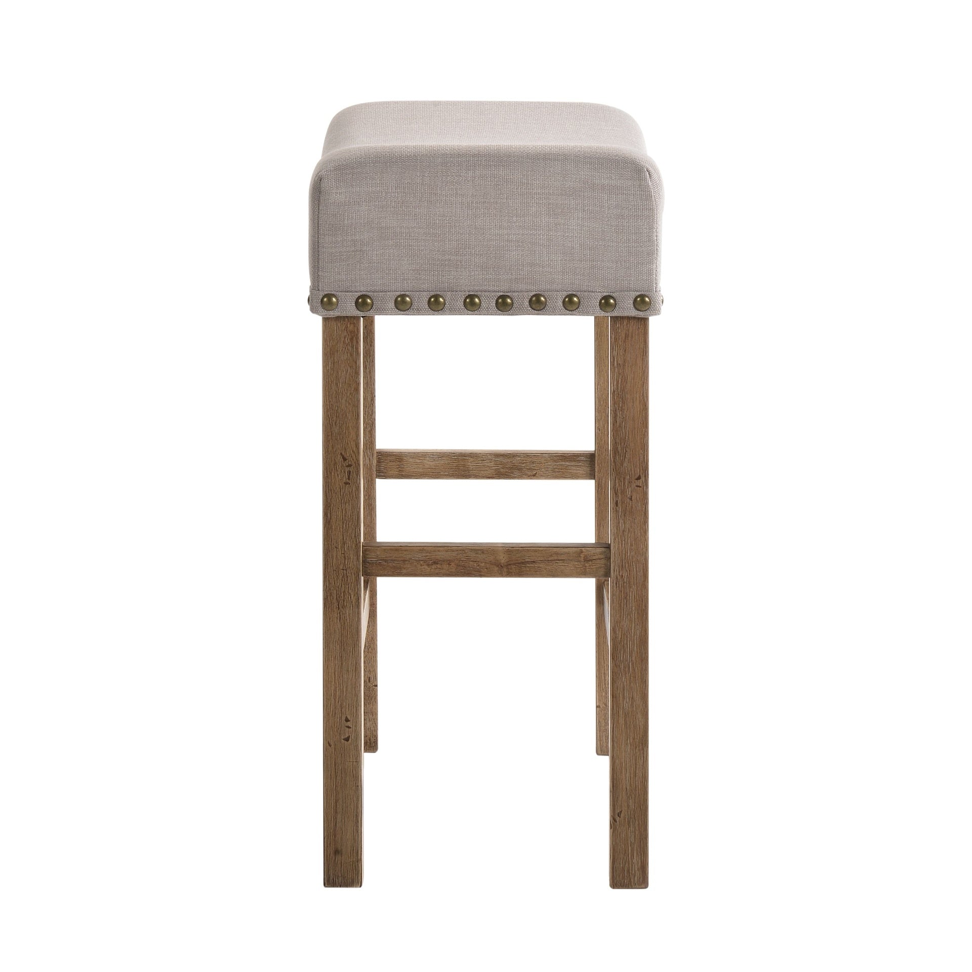 Contemporary Counter Height Stools Set of 2 Cushion Seat Classic Oak Finish Wooden Dining Furniture