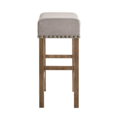 Contemporary Counter Height Stools Set of 2 Cushion Seat Classic Oak Finish Wooden Dining Furniture