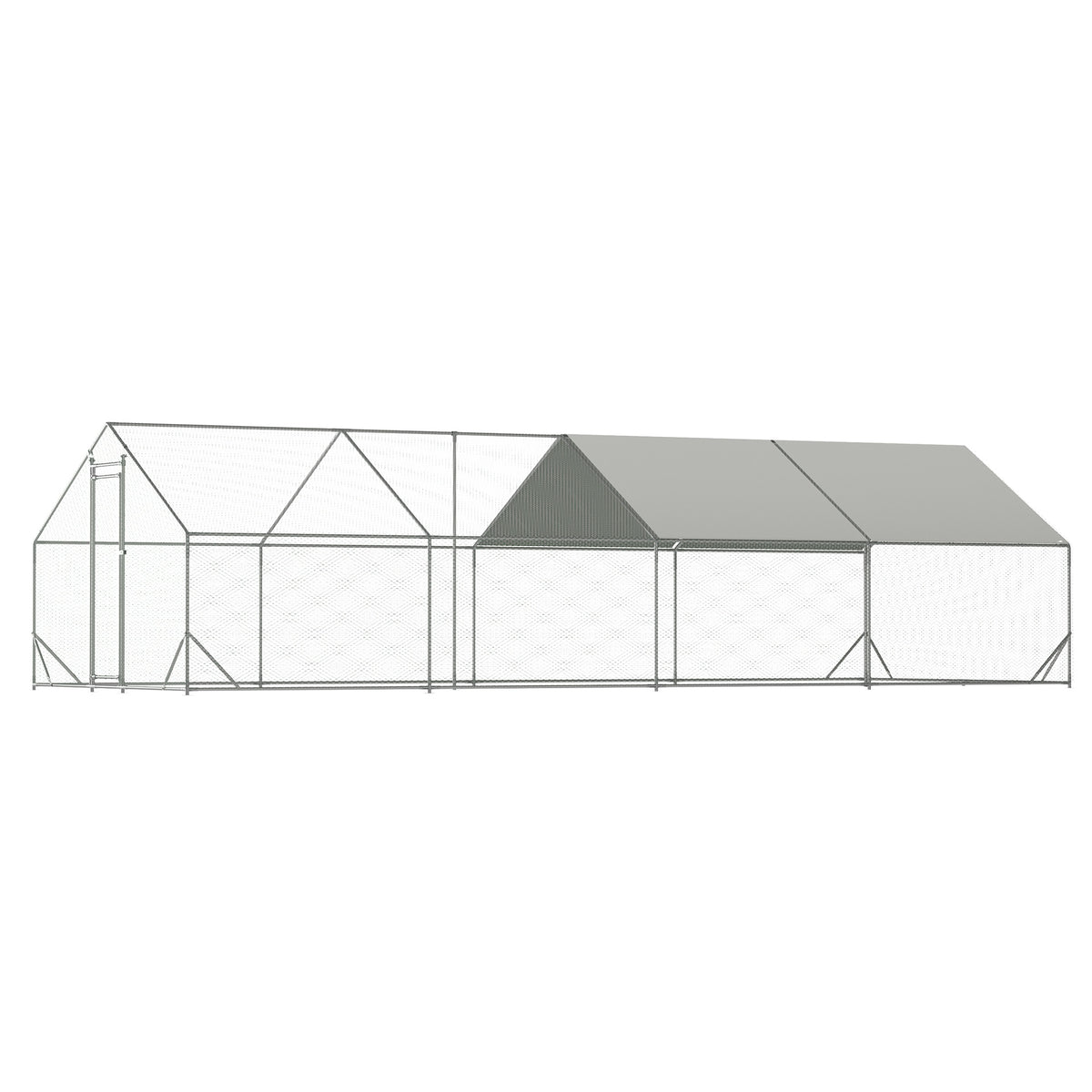 Large Metal Chicken Coop, Walk-in Chicken Run,Galvanized Wire Poultry Chicken Hen Pen Cage, Rabbits Duck Cages with Waterproof and Anti-Ultraviolet Cover for Outside(10' L x 26 W x 6.56' H)