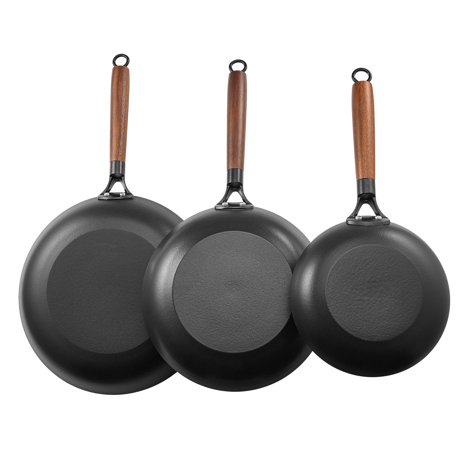 3 Piece Cast Iron Skillet Frying Pan Set 8 10 12 in Pre-Seasoned Nonstick Black