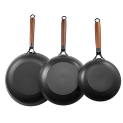 3 Piece Cast Iron Skillet Frying Pan Set 8 10 12 in Pre-Seasoned Nonstick Black