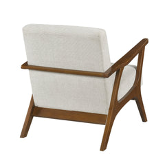 Contemporary Durable Stylish Accent Armchair 1pc Soft Beige Chenille Fabric Upholstery Living Room Furniture Solid Rubberwood Frame Chestnut Finish